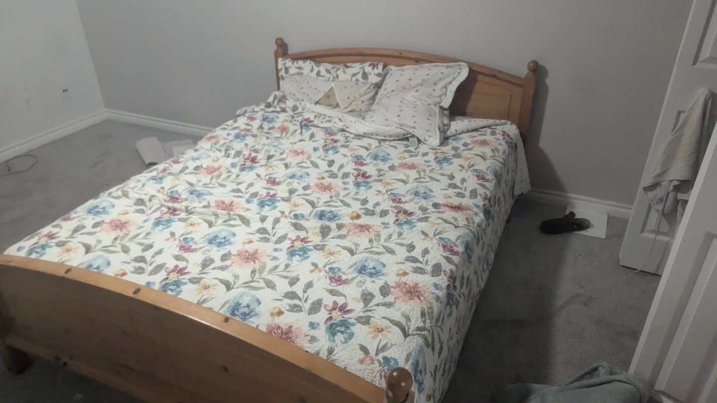 IKEA Queen Bed Frame with mattress and two bedside