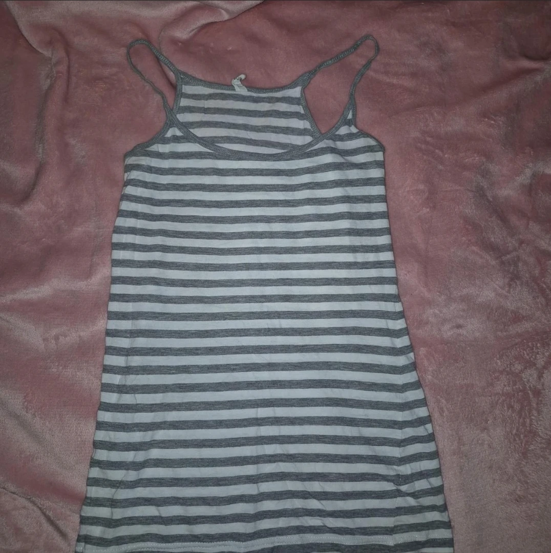 Grey and White Striped Tank Top