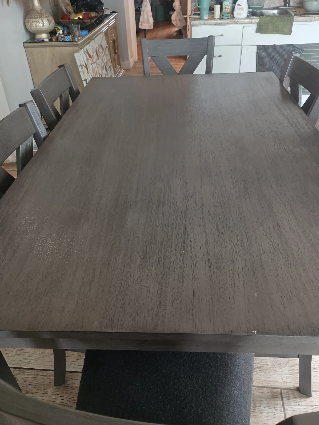 Gray Dining Table and 6 Chairs Set