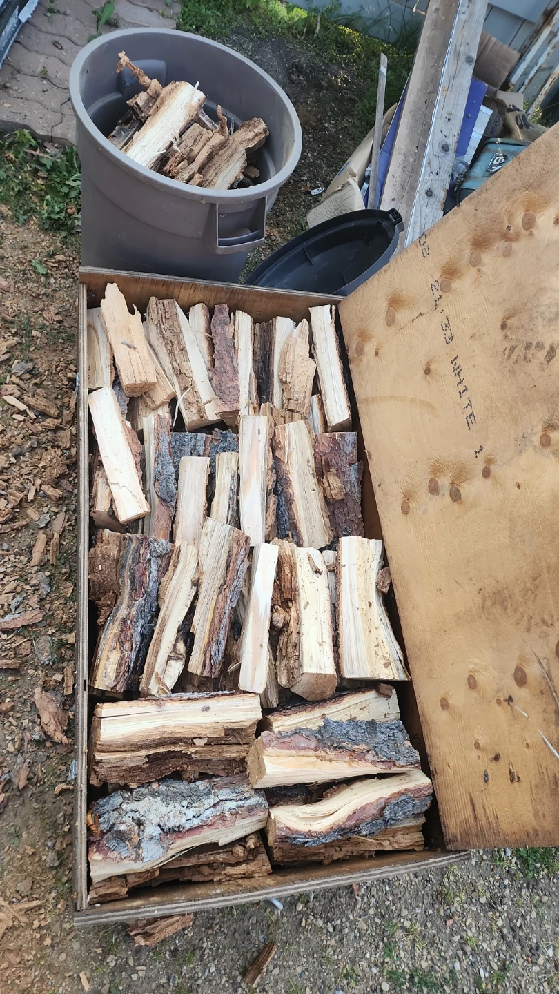 Wooden Storage Box with Firewood