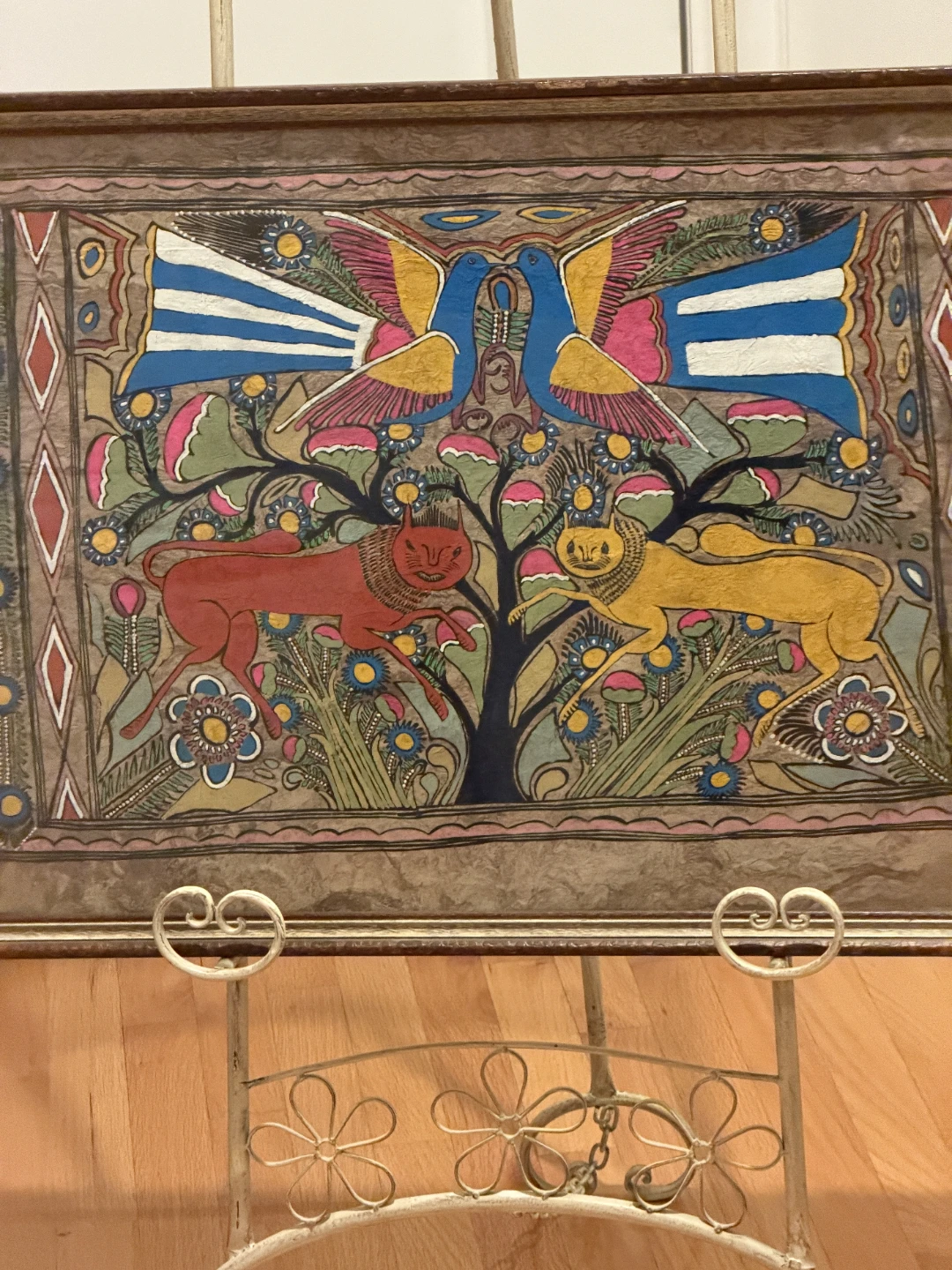 Vintage Mexican Folk Art Tree of Life Painting