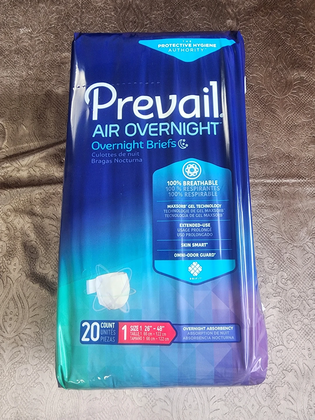 Prevail Air Overnight Briefs Size 1