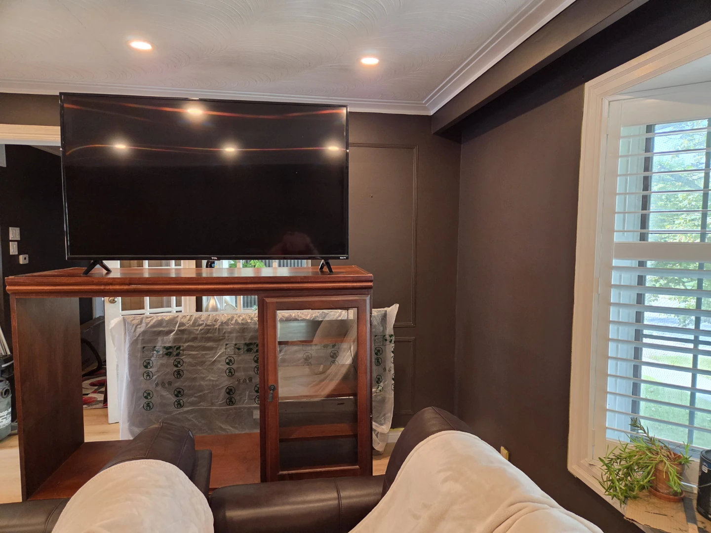 Wooden Entermainment Center  With Glass Display Cabinet