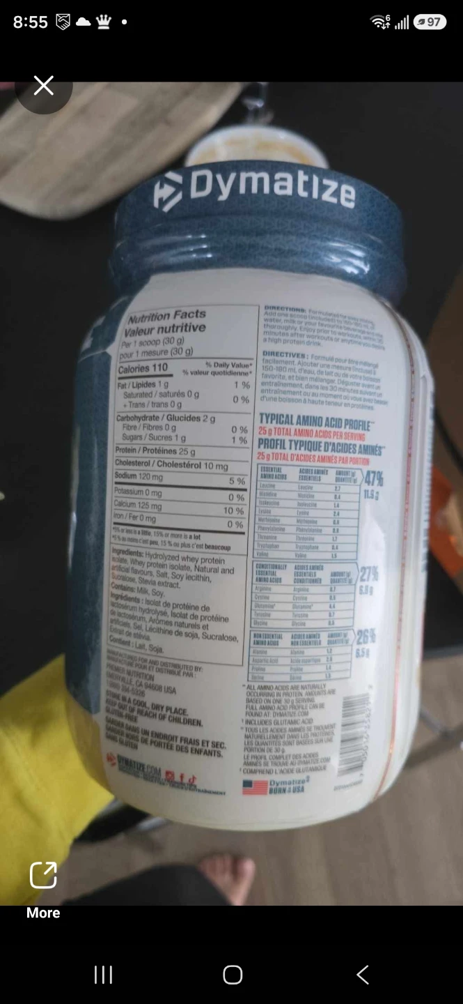 Dymatize ISO100 Hydrolyzed Whey Protein Powder 610g