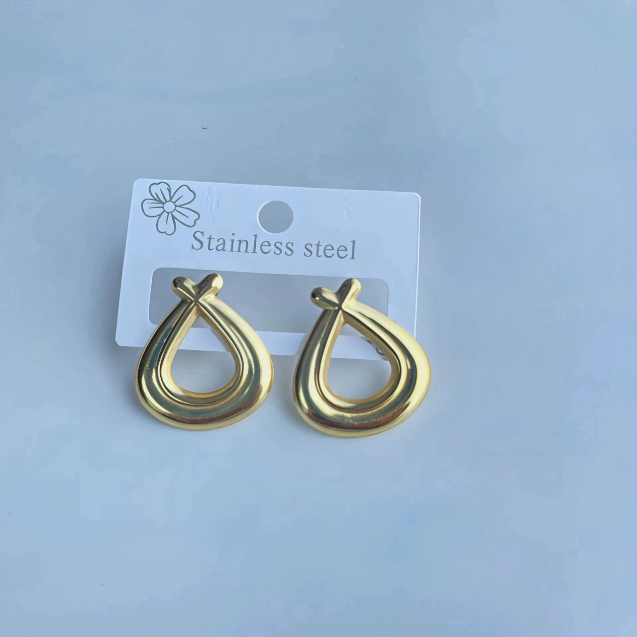 Gold Drop Earrings with Pearls - Stainless Steel
