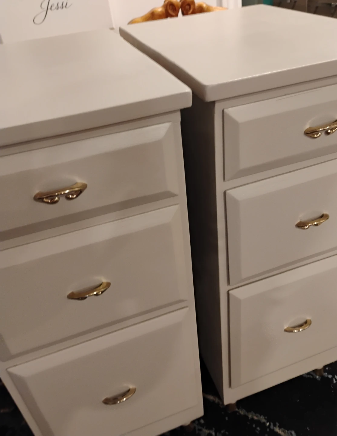 Light Tan Nightstands with Gold Accents (Set of 2) - photo 2
