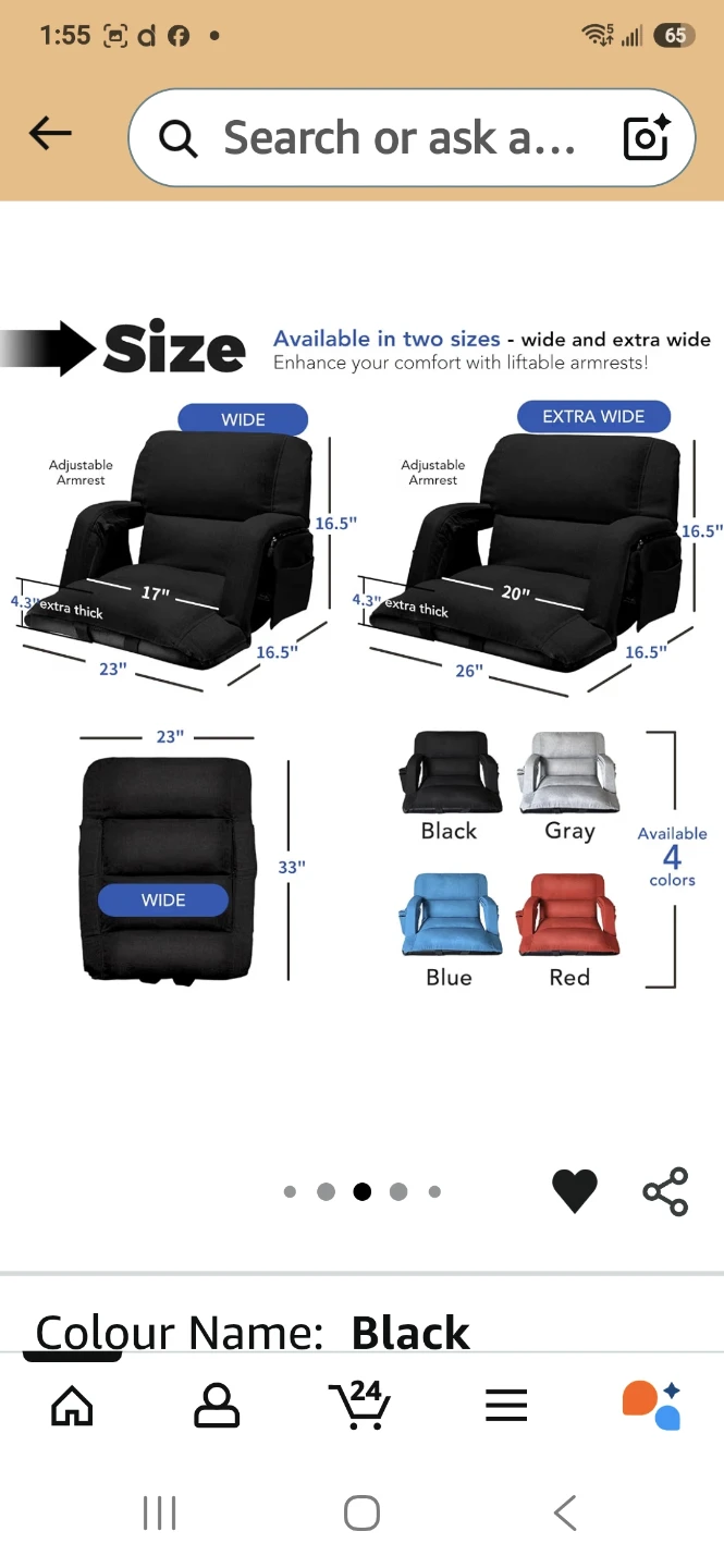 Black Floor Sofa Chair with Adjustable Back - photo 5
