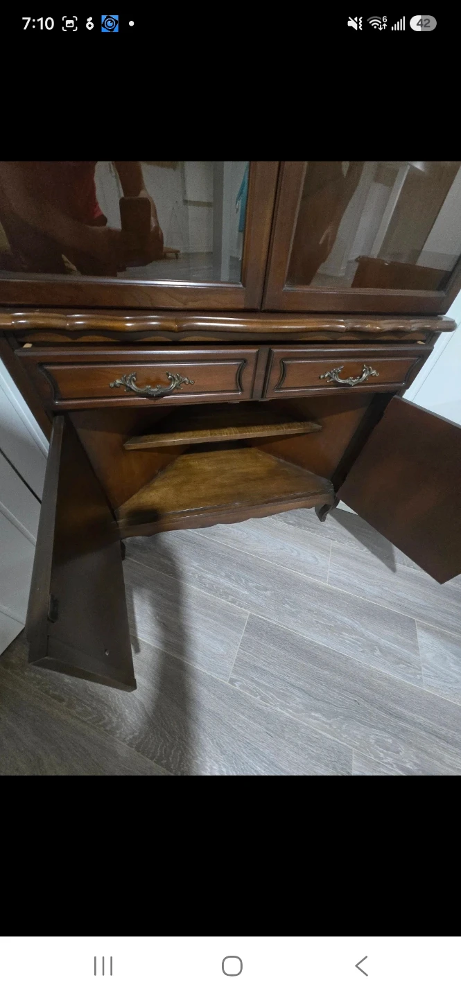 Vintage China Cabinet with Drawers,  Matching side table - photo 4