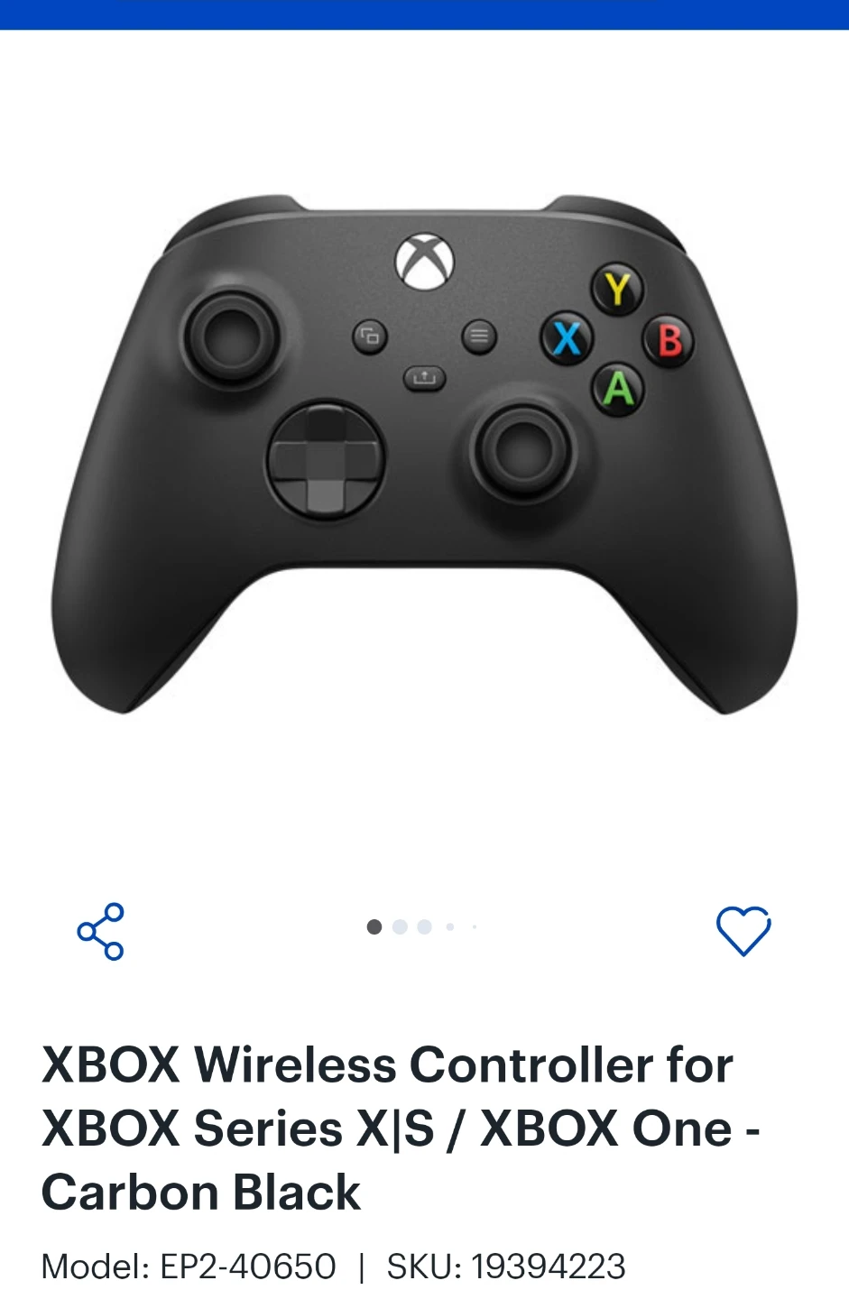 XBOX Wireless Controller for XBOX Series X|S- Carbon Black