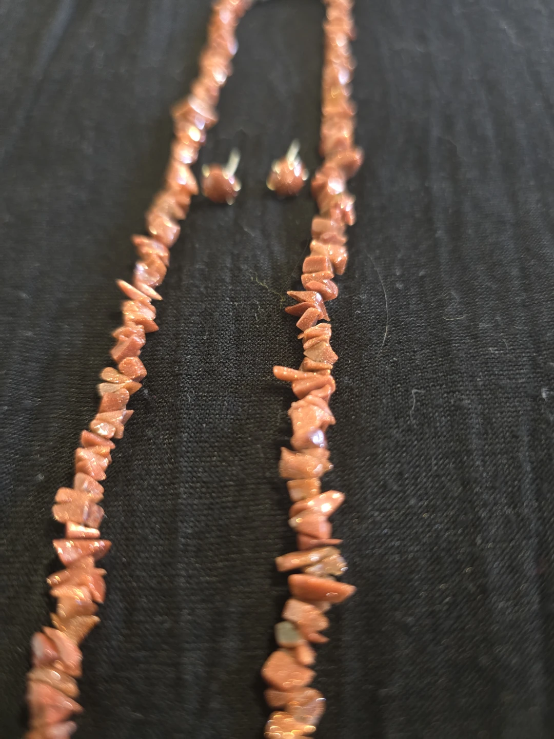 Coral Orange Chip Stone Necklace and Earring Set - photo 2