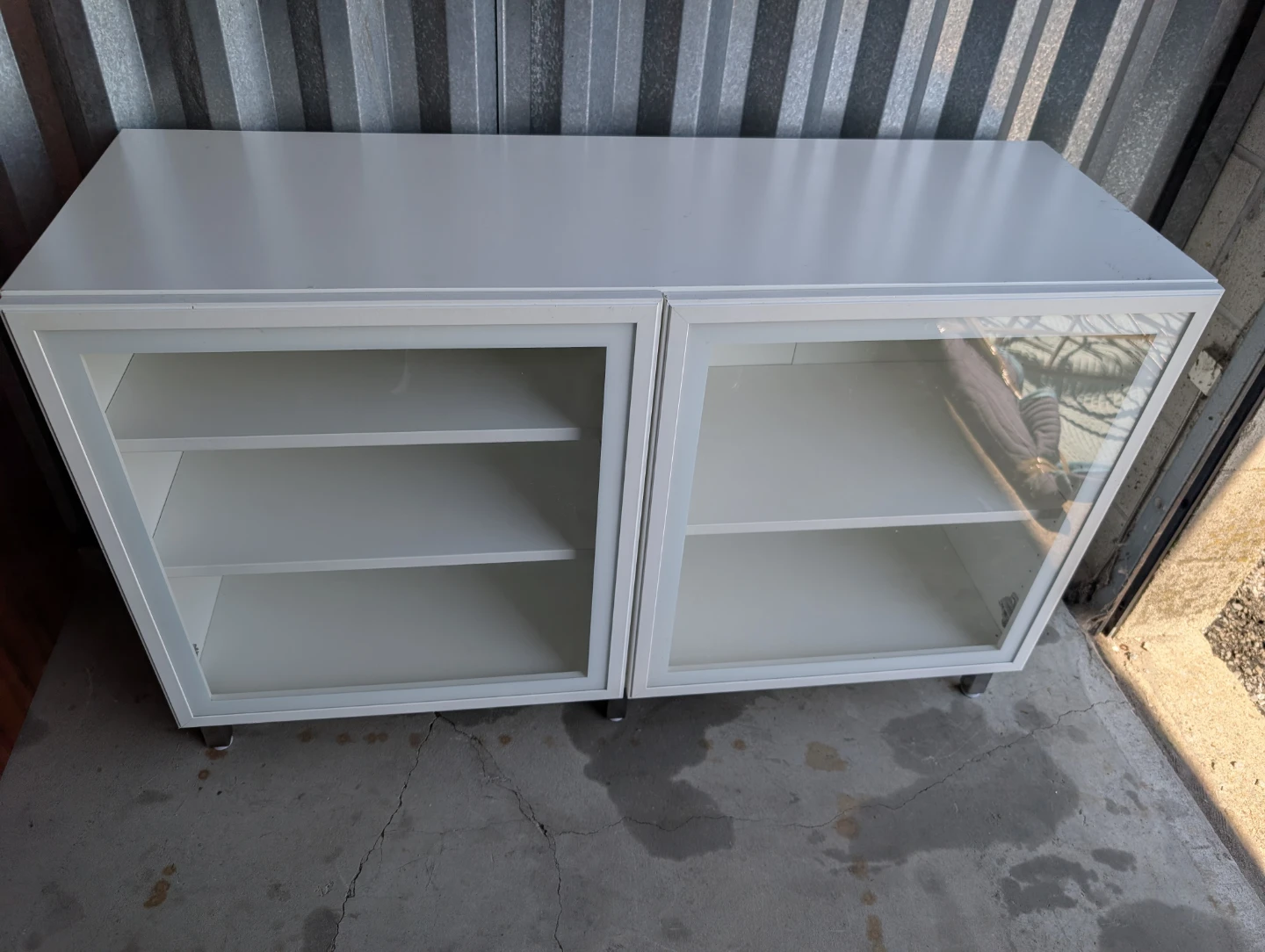 Ikea Besta. White Display Cabinet with Glass Doors