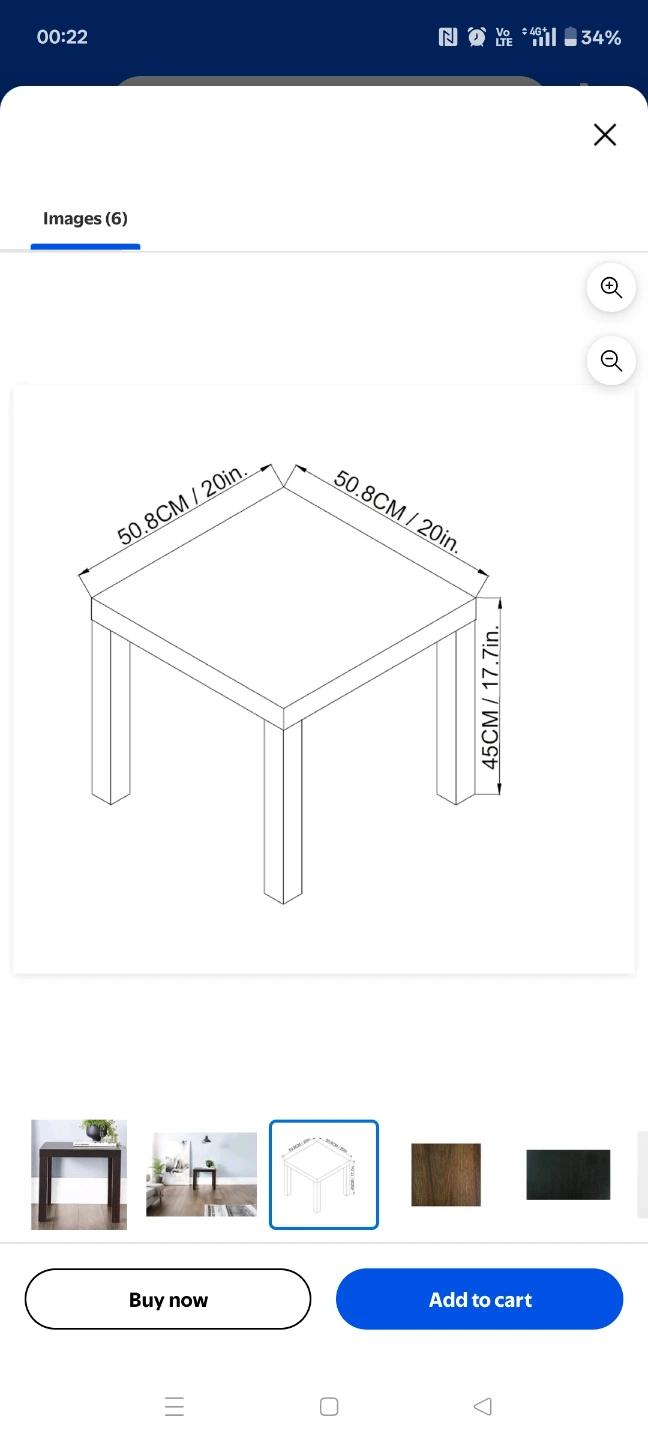 Dark Brown Side Table - 20in x 17.7in - photo 2