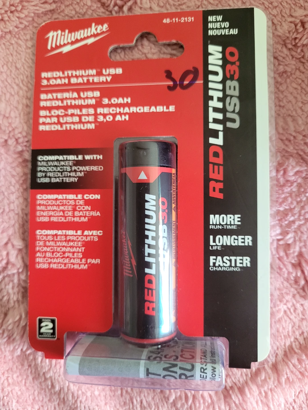 Milwaukee REDLITHIUM USB 3.0 Ah Battery - photo 2