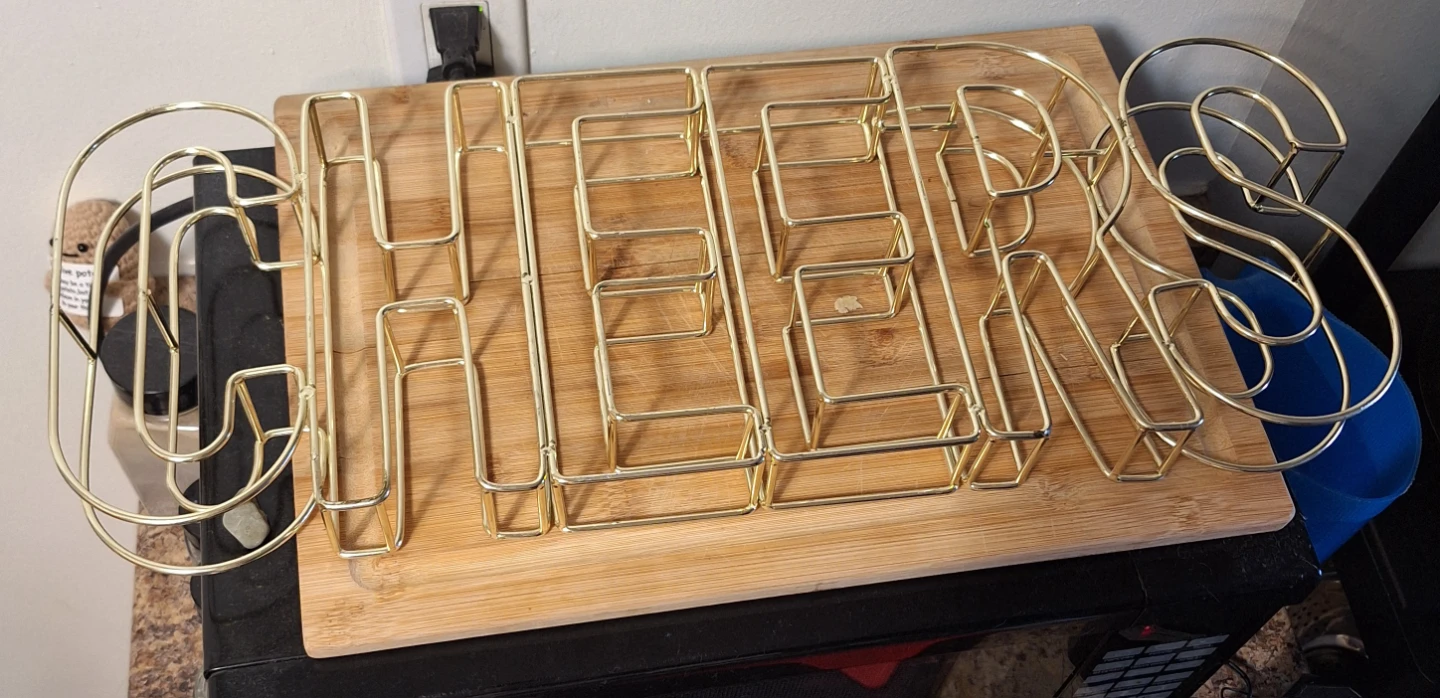 Gold Metal "Cheers" Wire Sign - photo 3