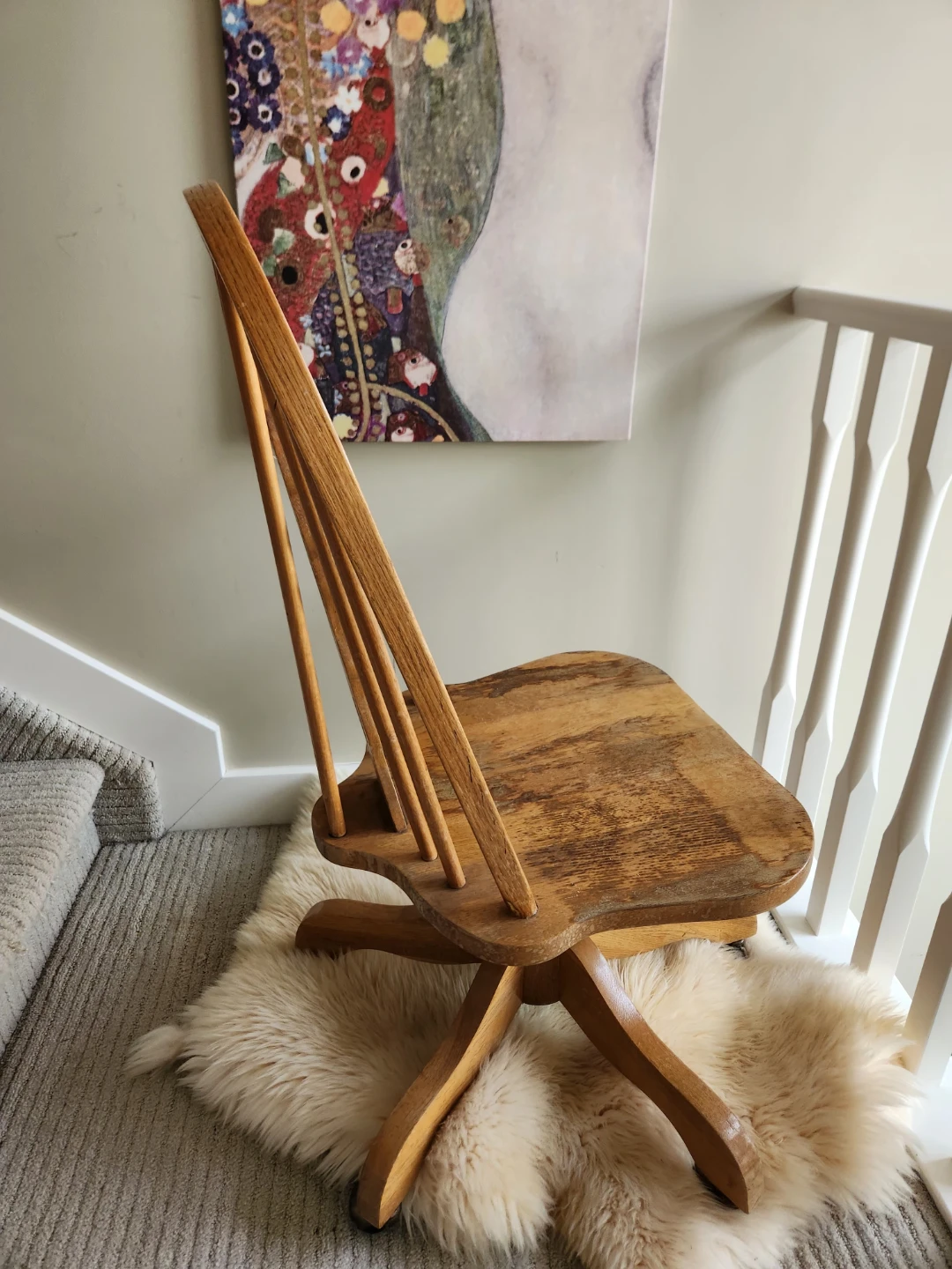 RARE ANTIQUE Wooden Swivel Desk Chair circa 1940S - photo 4