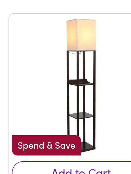 Square Floor Light with Shelf - Rustic Brown