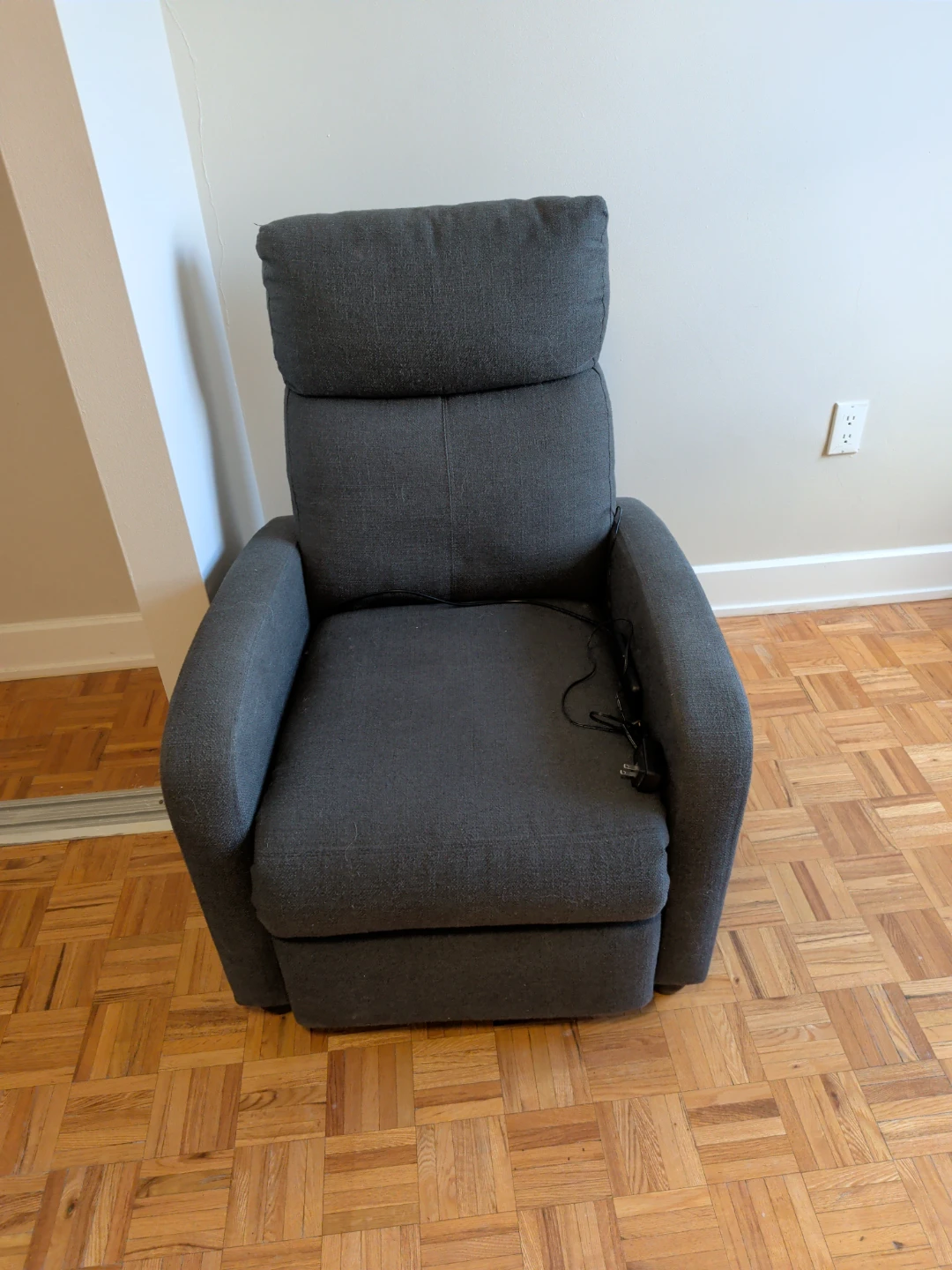 Blue Grey Fabric Recliner Chair
