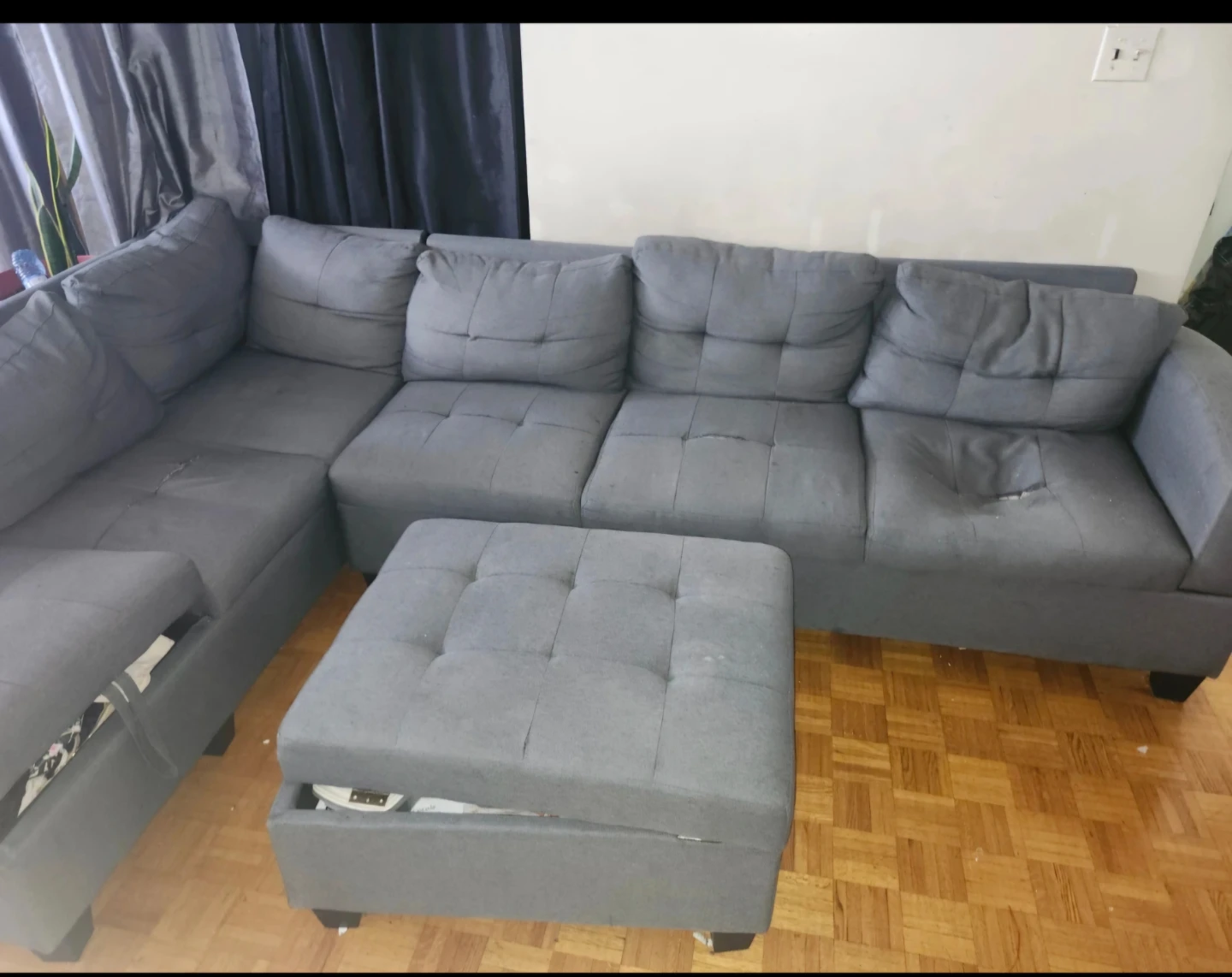 Grey Sectional Sofa with Ottoman - photo 5