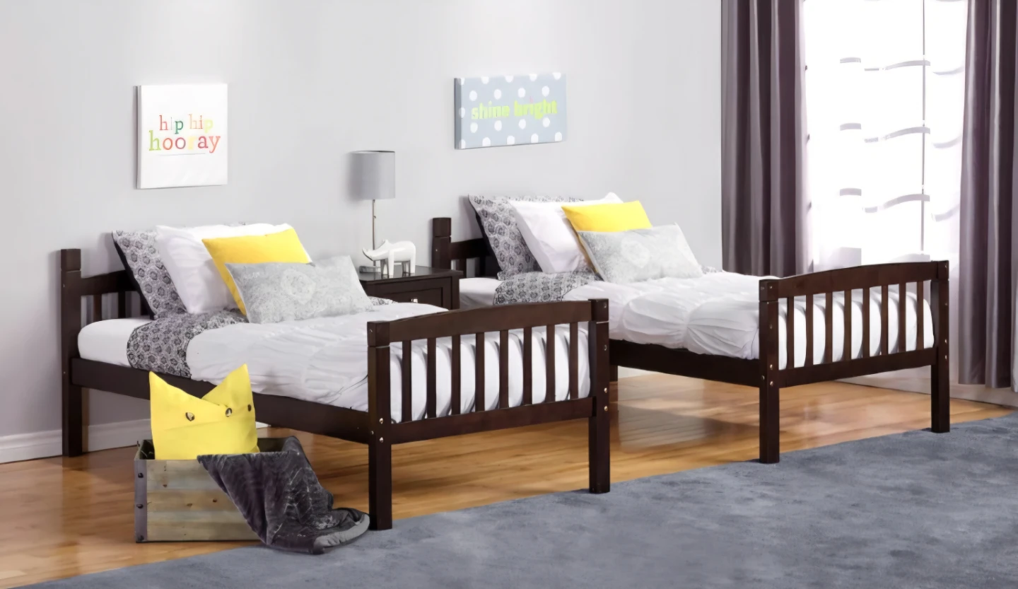Convertible Twin Over Twin Solid Wood with 2 Twin Matresses - photo 2