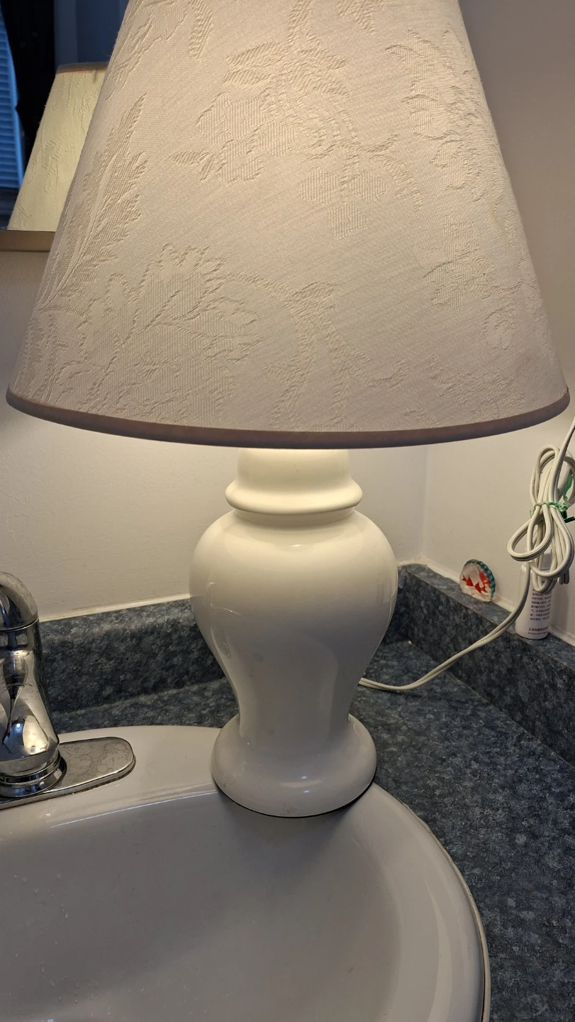 White  Table Lamp with Patterned Shade