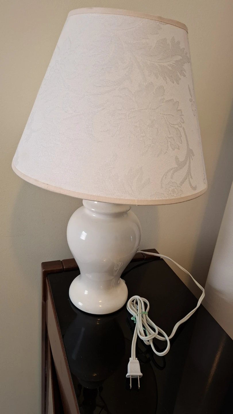 White  Table Lamp with Patterned Shade - photo 2
