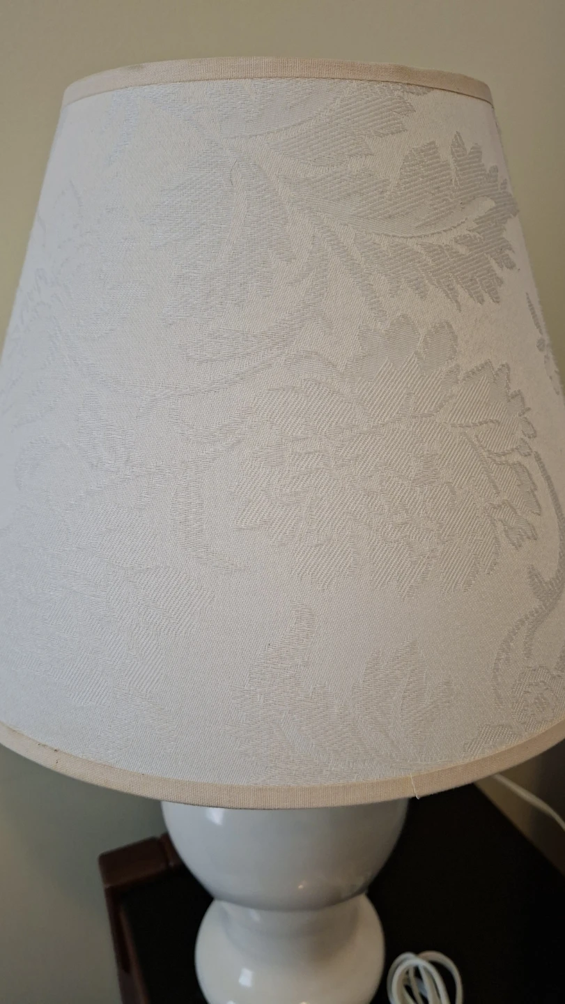 White  Table Lamp with Patterned Shade - photo 3