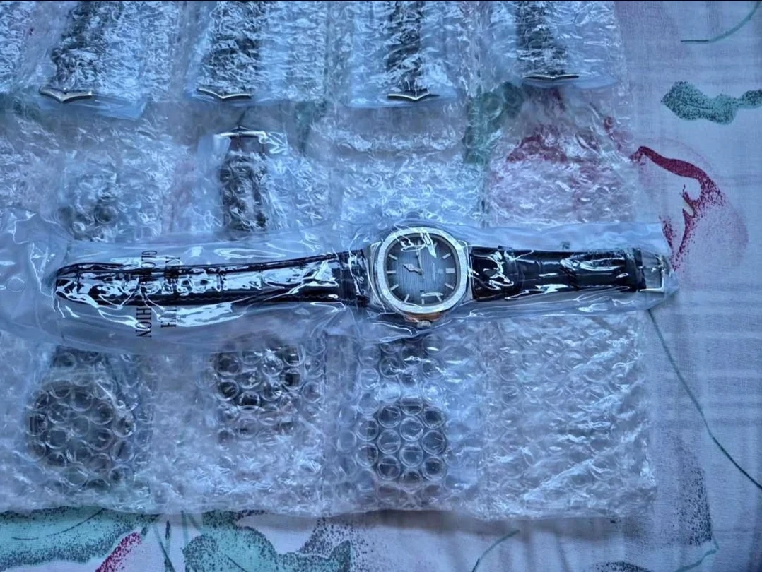 Men's Fashion Watch with Black Leather Strap