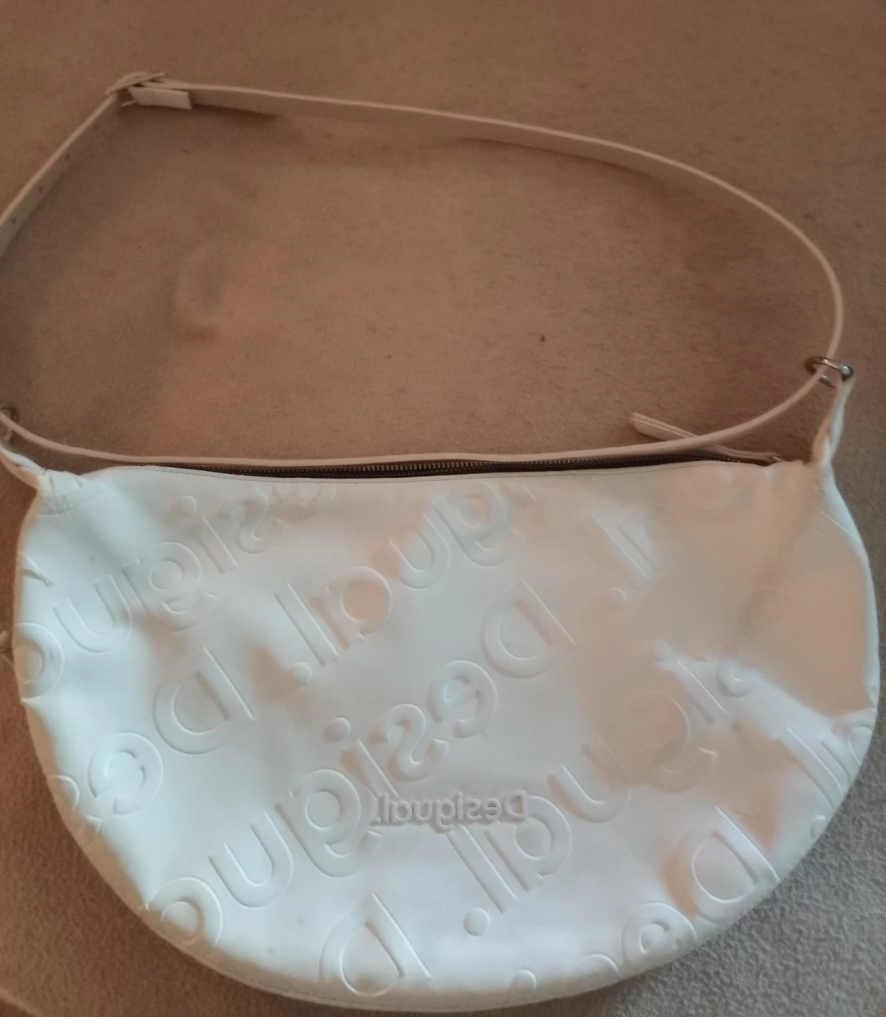 Desigual White Embossed Shoulder Bag
