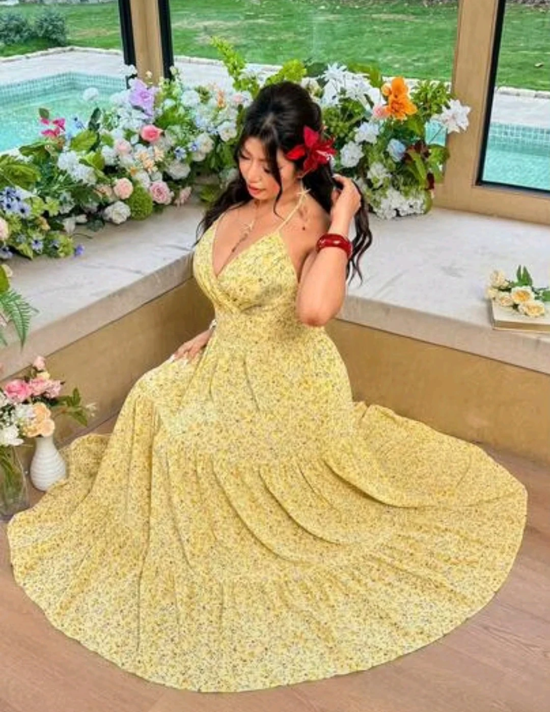 Yellow Floral Maxi Dress 2XL - photo 3