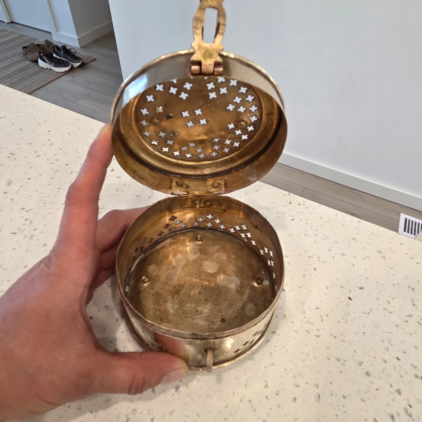 Brass Decorative Box with Perforated Lid - photo 4