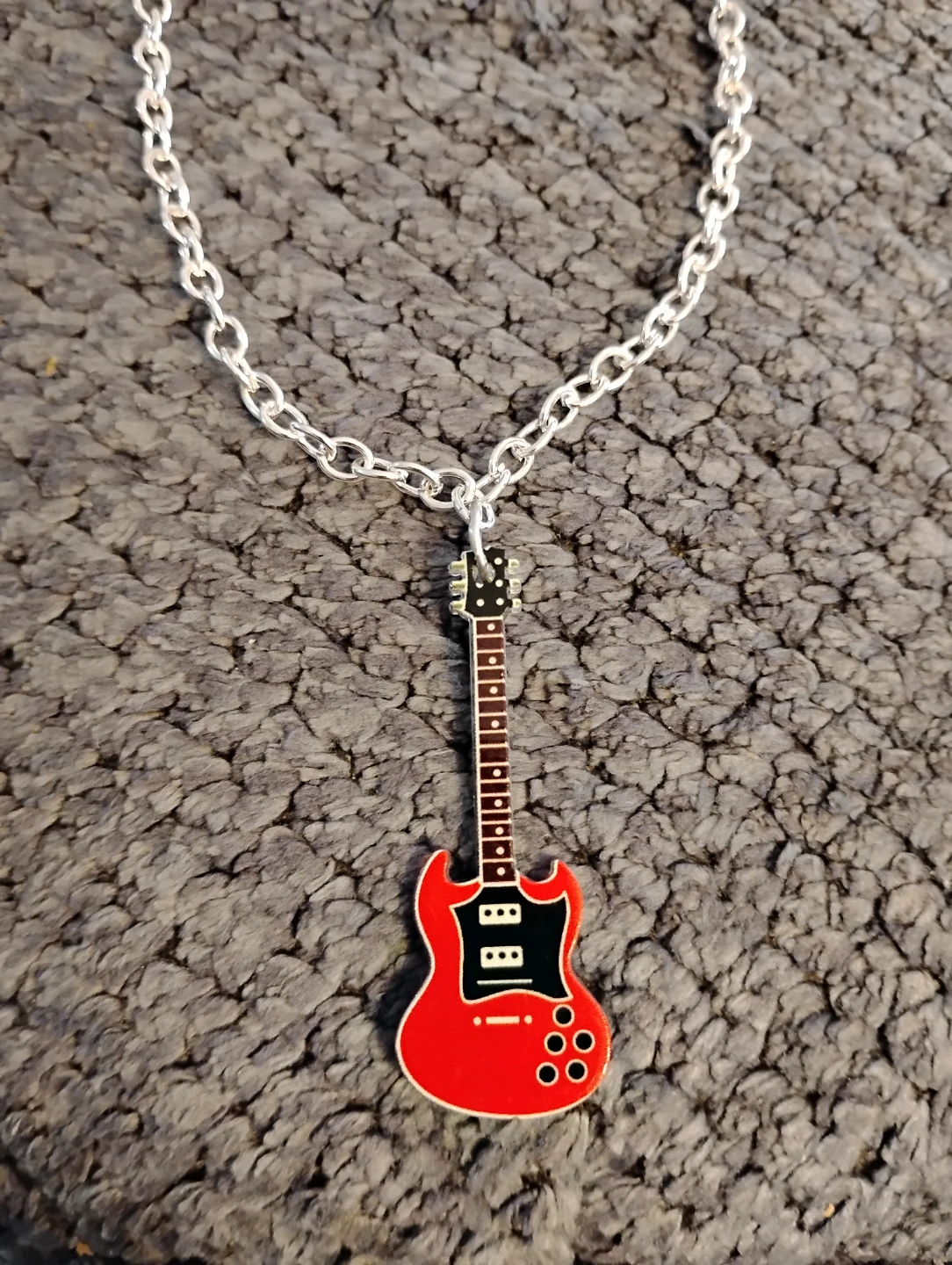 Red Electric Guitar Pendant Necklace