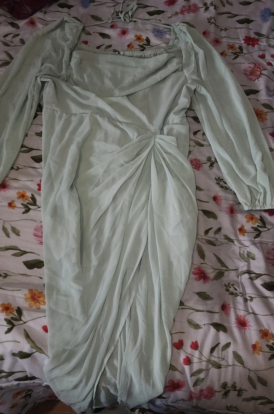SHEIN CURVE Mint Green Draped Maxi Dress - photo 3