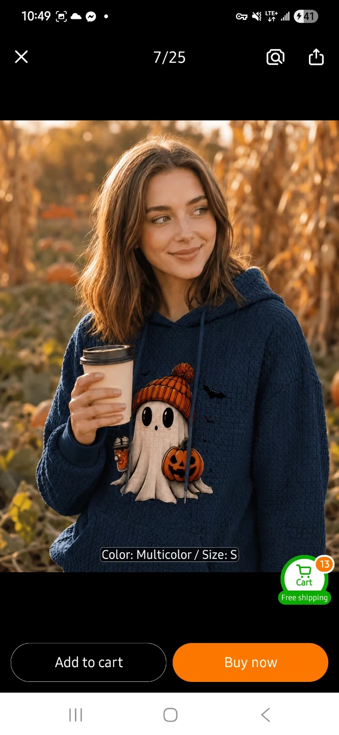 NEW Small Halloween Ghost Graphic Hoodie 👻 - photo 2