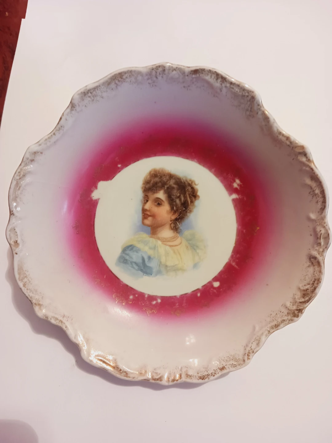 Antique 1880s Austrian Handpainted Portrait Porcelain Bowl - photo 2