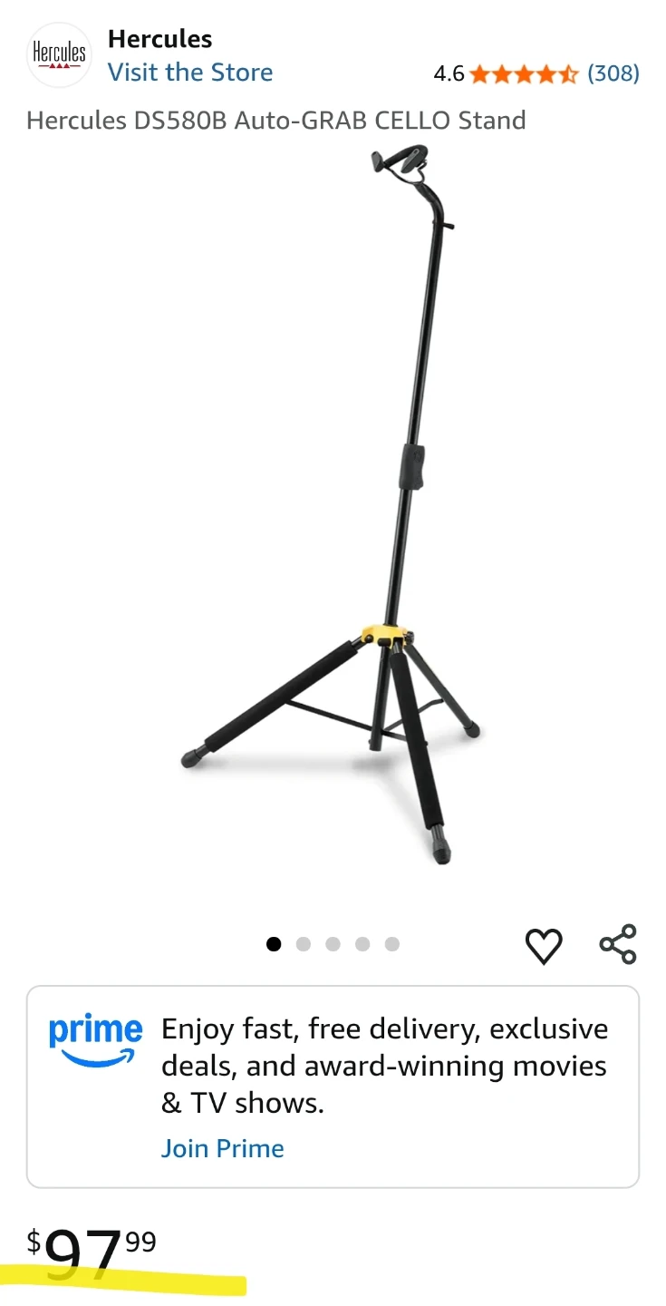 Hercules DS580B Auto-Grab Cello Stand - photo 4