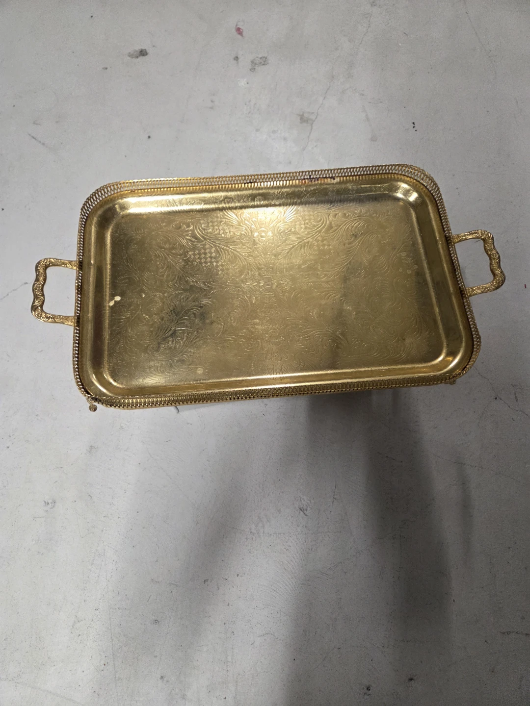 Ornate Gold-Tone Serving Tray - photo 3