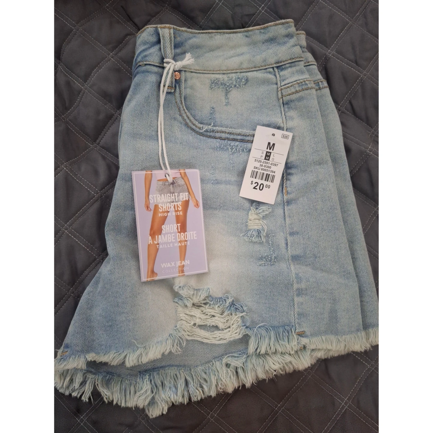 NWT High Rise Wax Jeans Straight Fit Distressed Denim Shorts - photo 3