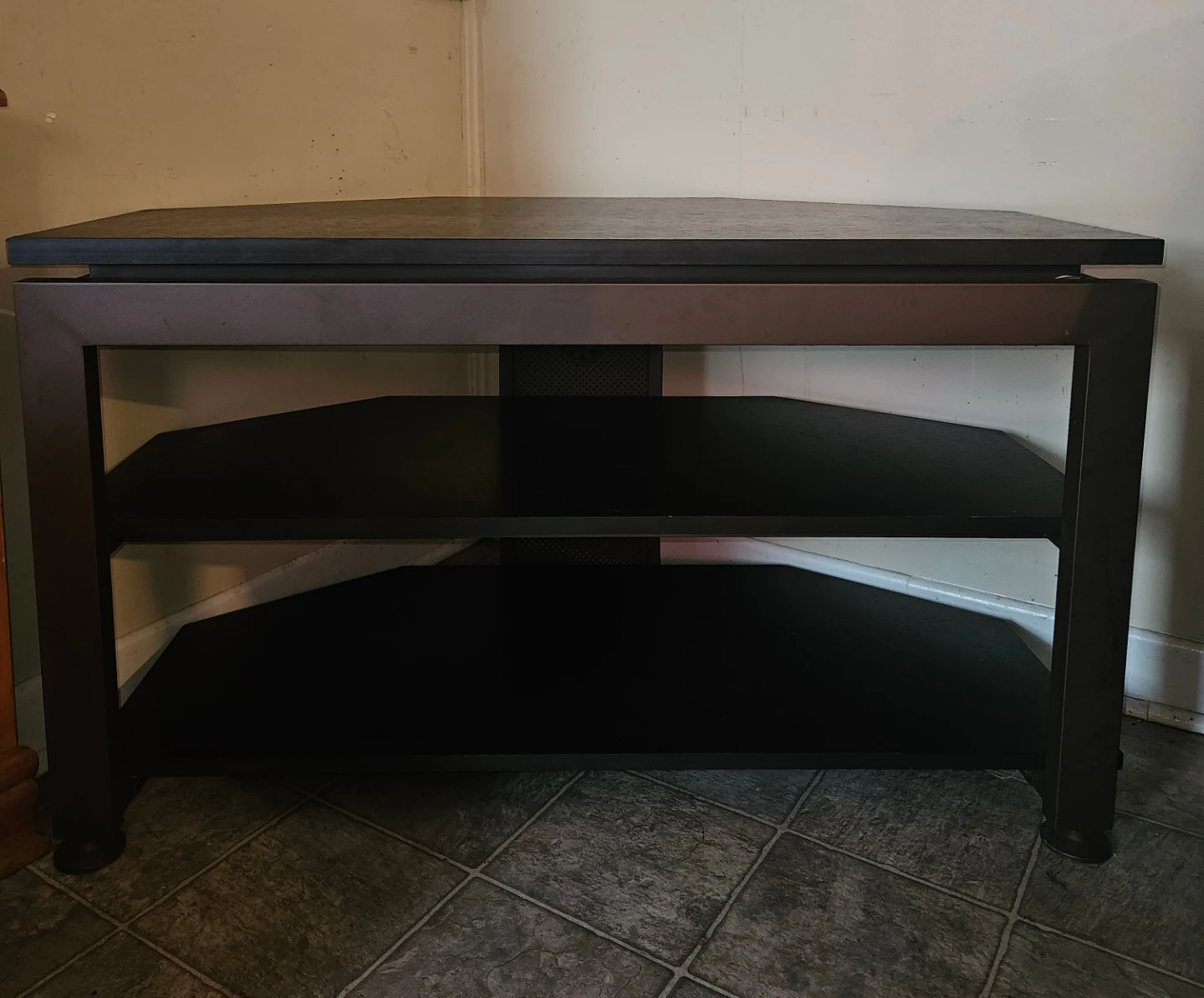 Dark Corner TV Stand with Shelves - photo 2