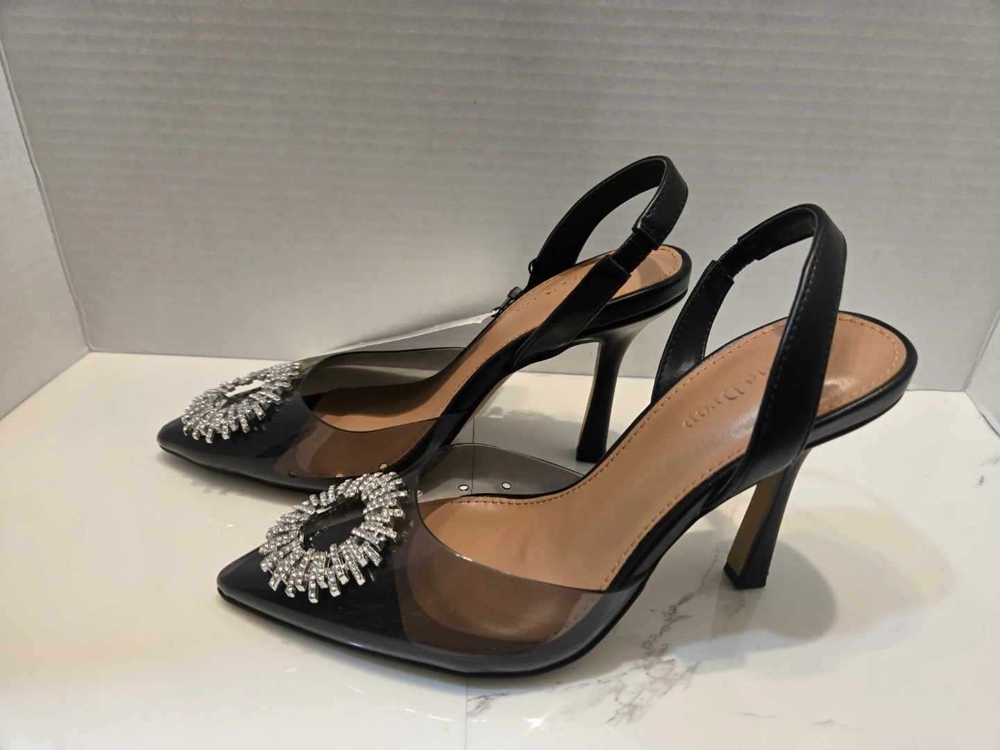 The Drop Women's Clear Diamante Slingback Heels