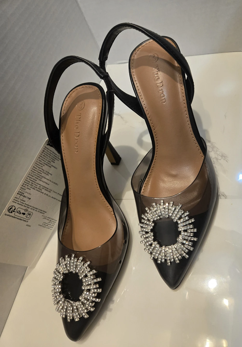 The Drop Women's Clear Diamante Slingback Heels - photo 2