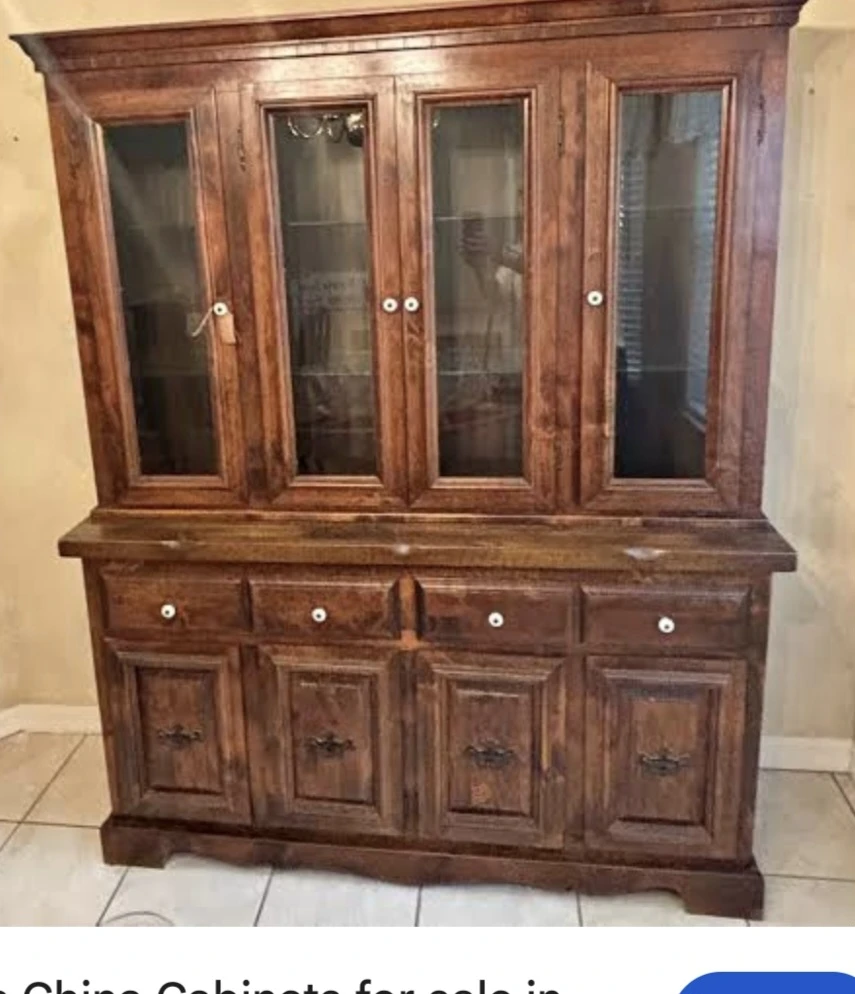 Wooden China Cabinet with Glass Doors