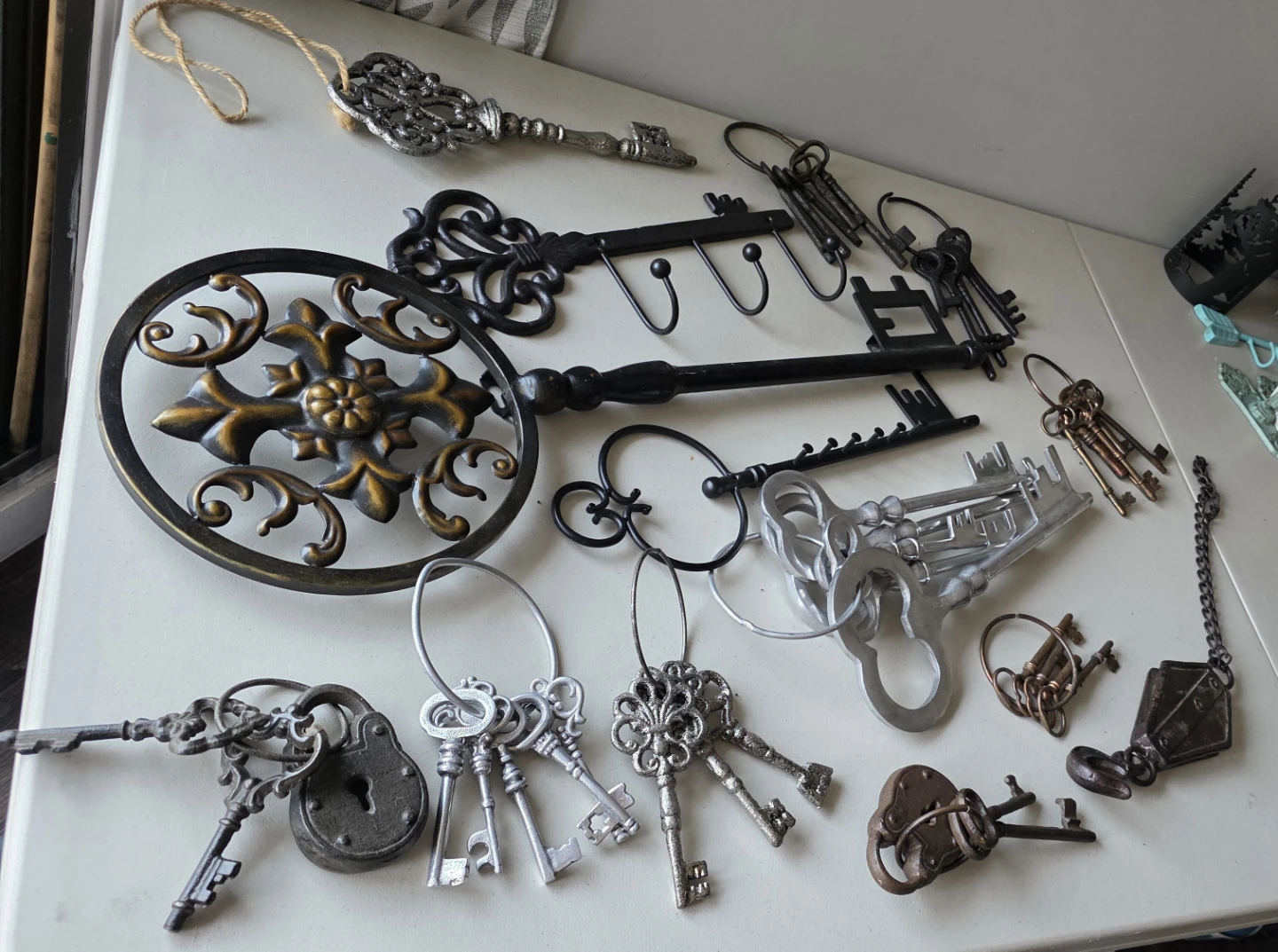 Assorted Decorative Keys and Lock