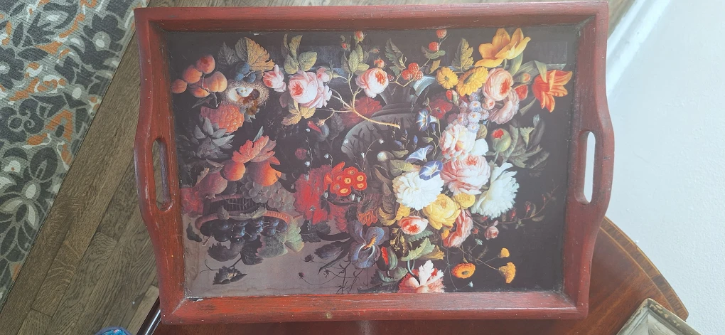 Vintage Floral Serving Tray with Handles - photo 4