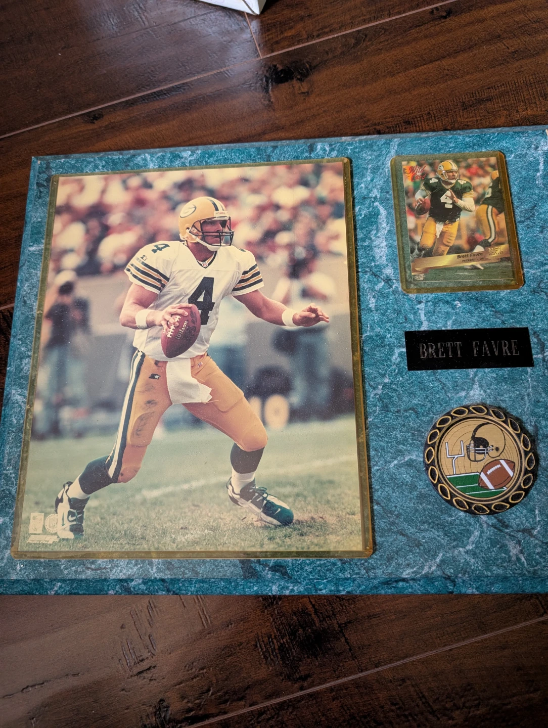 Brett Favre Framed Photo and Trading Card