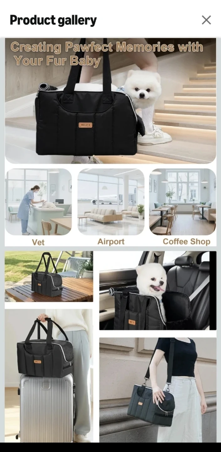 Black Pet Carrier Bag with Removable Insert