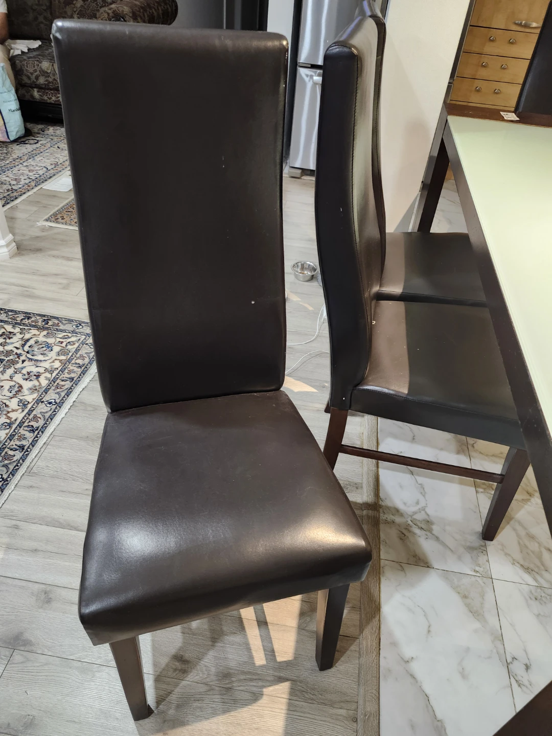 Set of 8 Dark Brown Faux Leather Dining Chairs - photo 5
