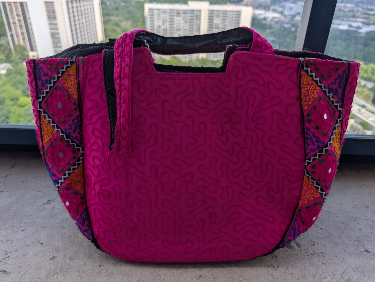 Embroidered Tote Bag with Mirror Accents - photo 2