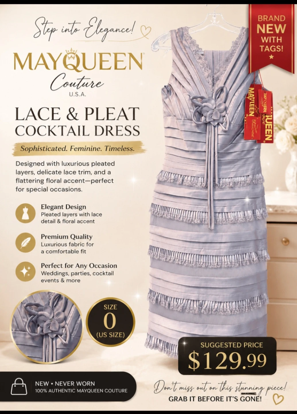 Beautiful MayQueen Couture cocktail dress