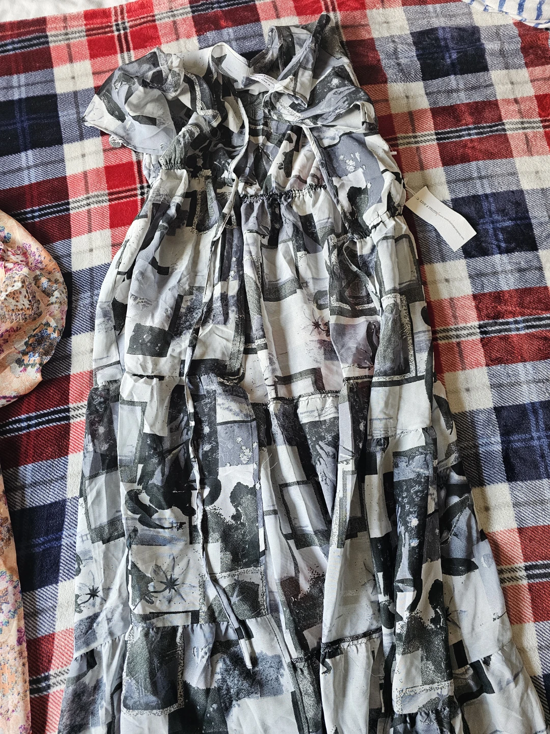 White and Black Tiered Maxi Dress