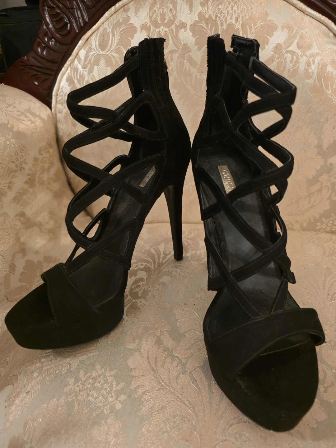 Black Strappy High Heel Sandals